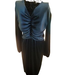 Elegant Blue Ruched Dress